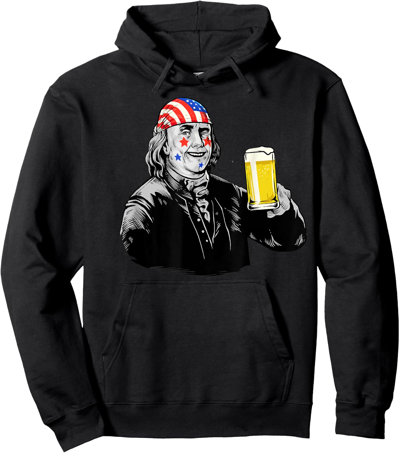 4th of July President Benjamin Franklin Funny Beer BZR Hoodie - Hoodie | Black