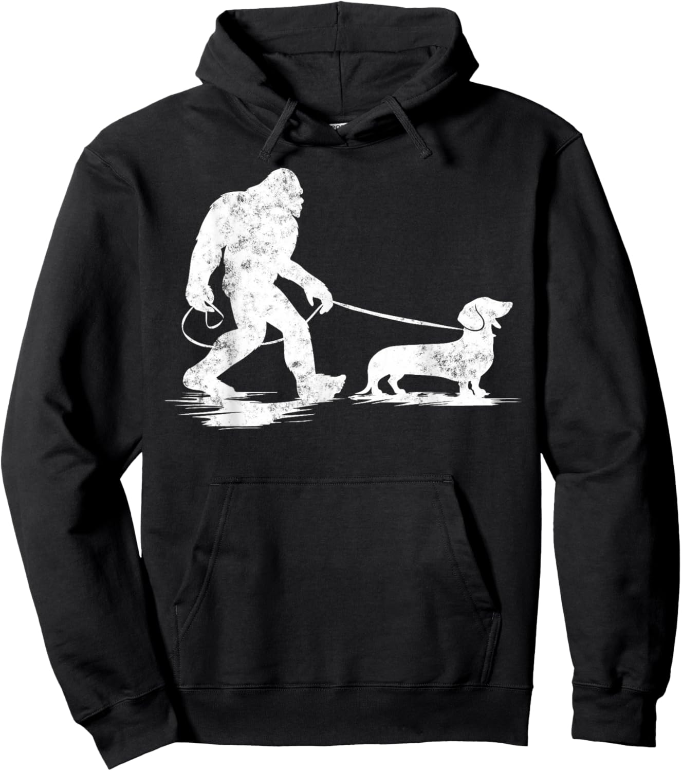 Bigfoot Walking Dachshund Funny Wiener Dog Dad Gifts Hoodie - Hoodie | Black