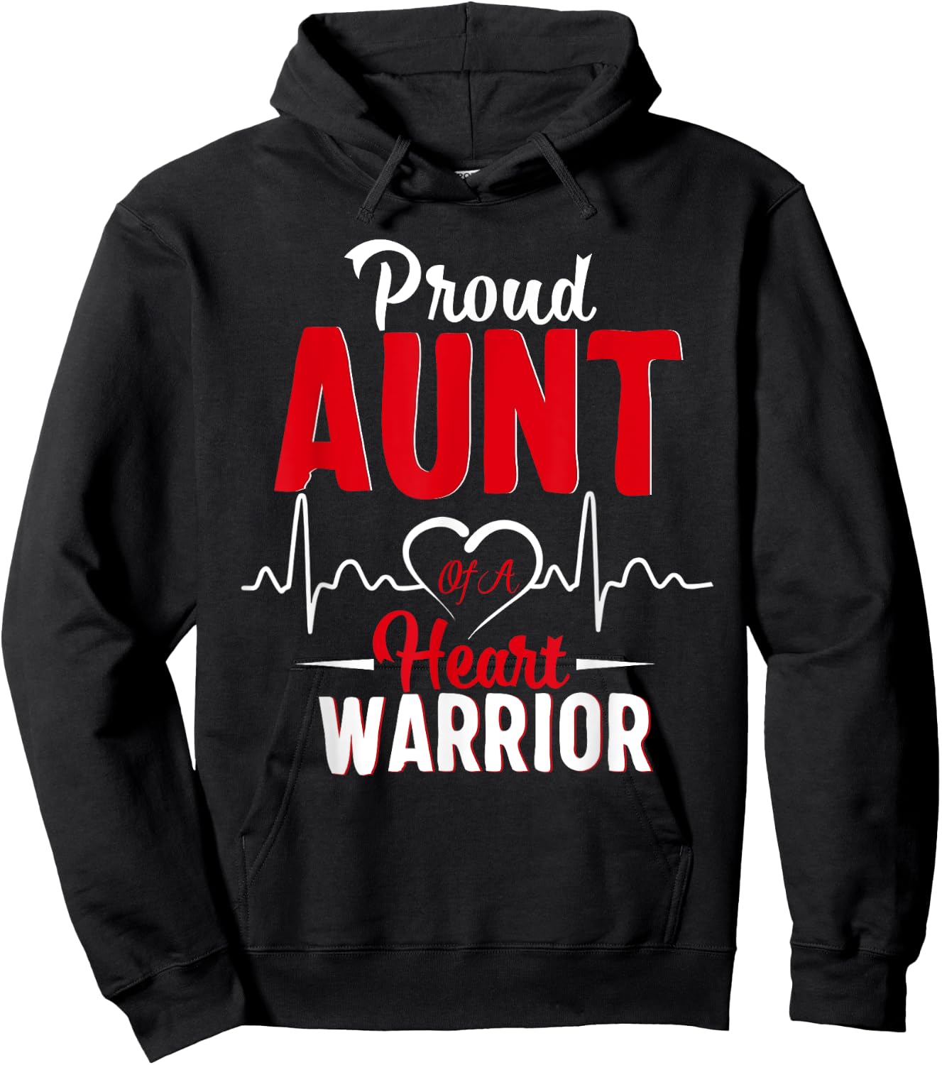 Proud Aunt of a Heart Warrior CHD Awareness shirt gift Hoodie - Hoodie | Black