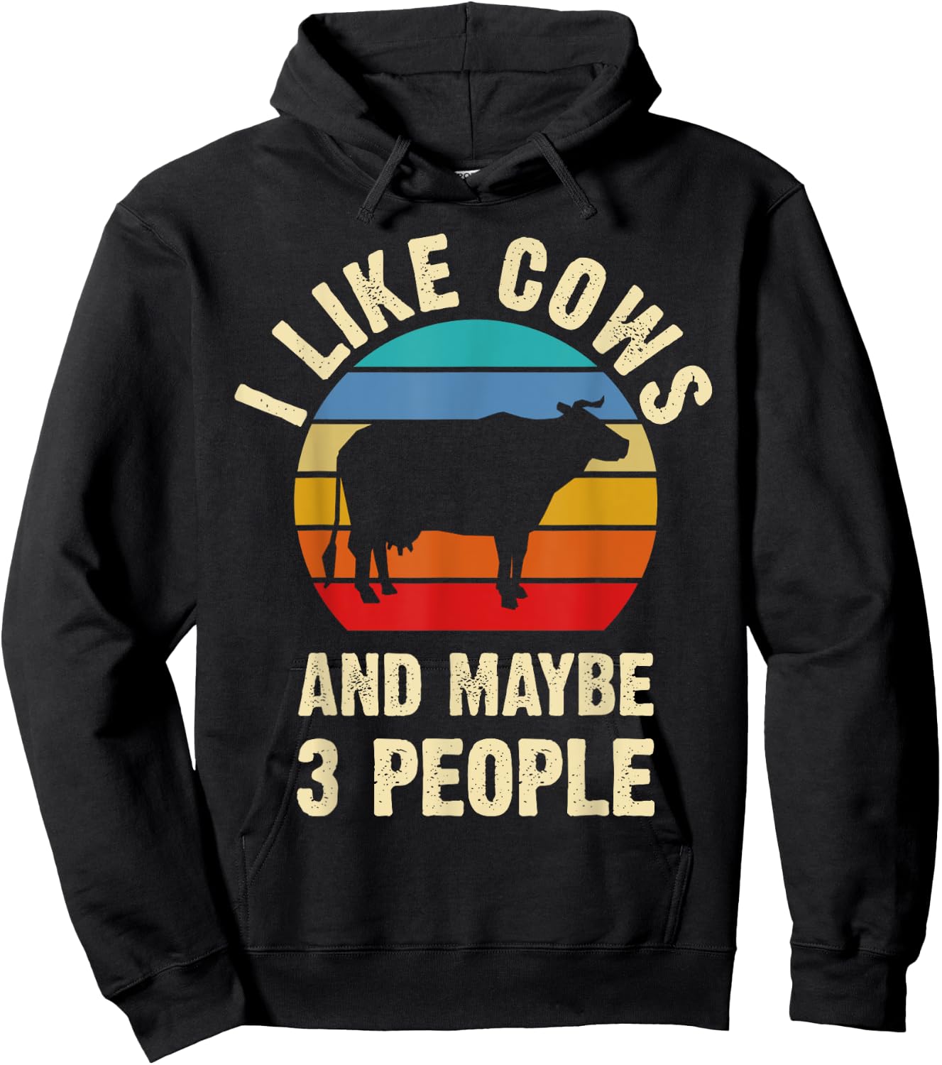 I like Cows and maybe 3 people funny vintage Farm theme Hoodie - Hoodie | Black