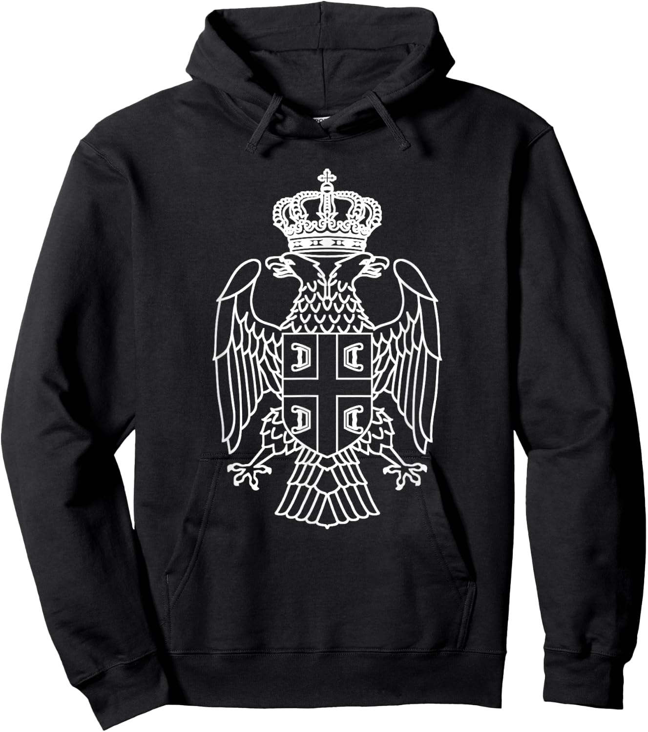 Serbia Srbija Serbian Eagle Srpski Grb white belo Trobojka Hoodie - Hoodie | Black