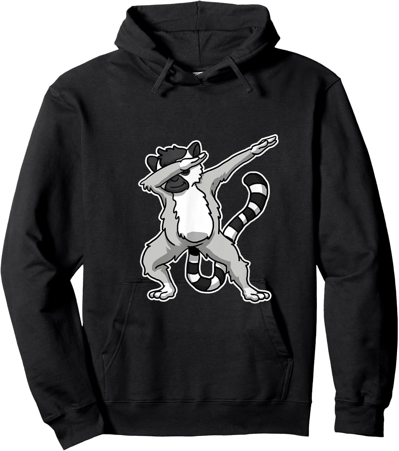 Witziges Lemuren Kostm Und Geschenkidee -Adults, Kids Dabbing Lemure Gift Lemurs Dab Dance Black Cartoon Small Classic Fit Crew Collar Short Sleeve Hoodie - Hoodie | Black