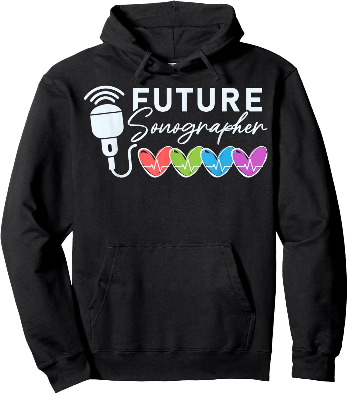 Future Sonographer Heart Sonography Graduation Hoodie - Hoodie | Black