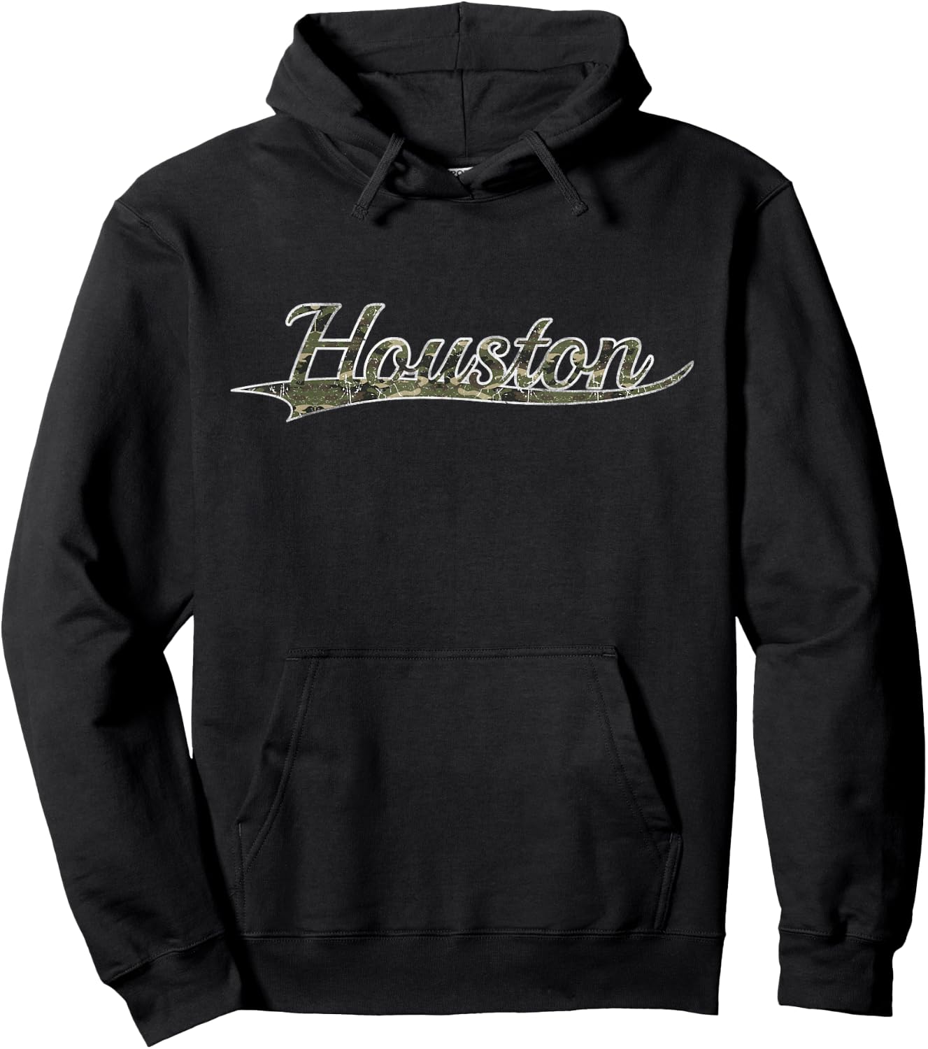 Houston Texas Camouflage Vintage Inspired Distressed Hoodie - Hoodie | Black