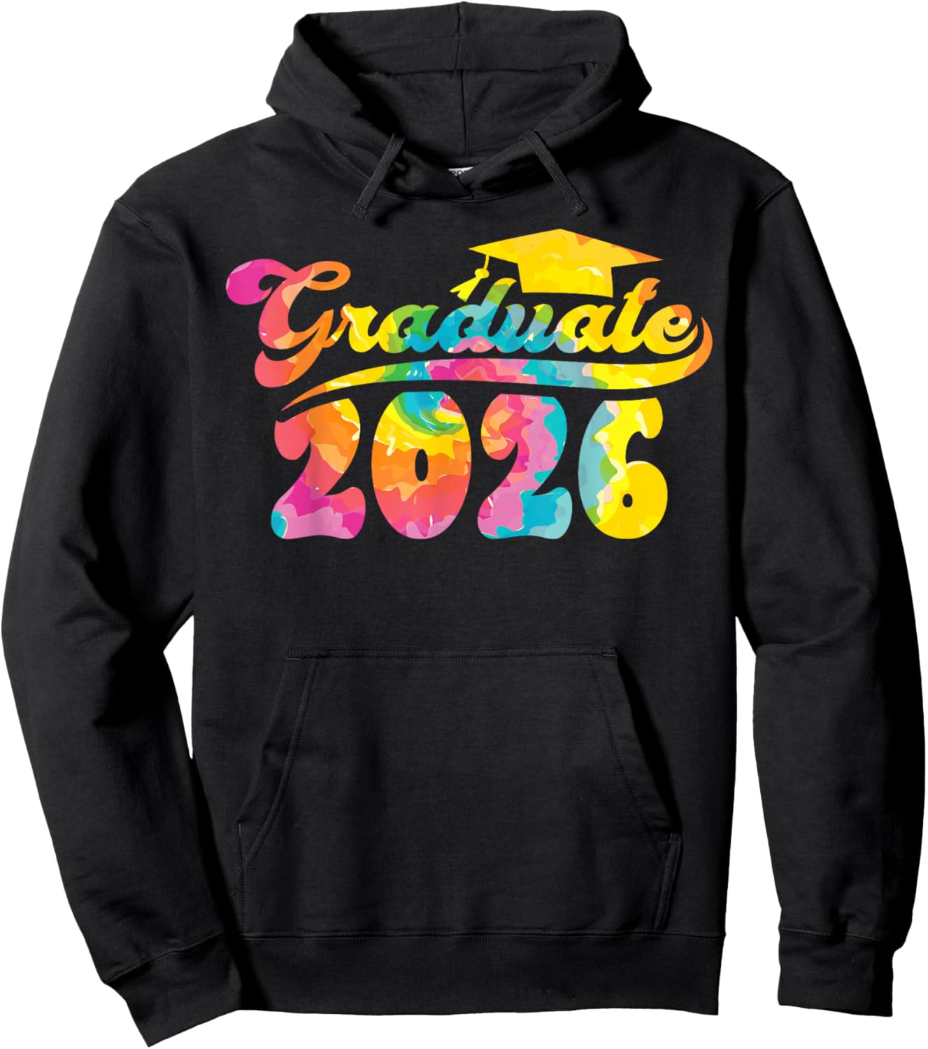 Graduation Graduate Class 2026 Senior College Grad Tie Dye Hoodie - Hoodie | Black