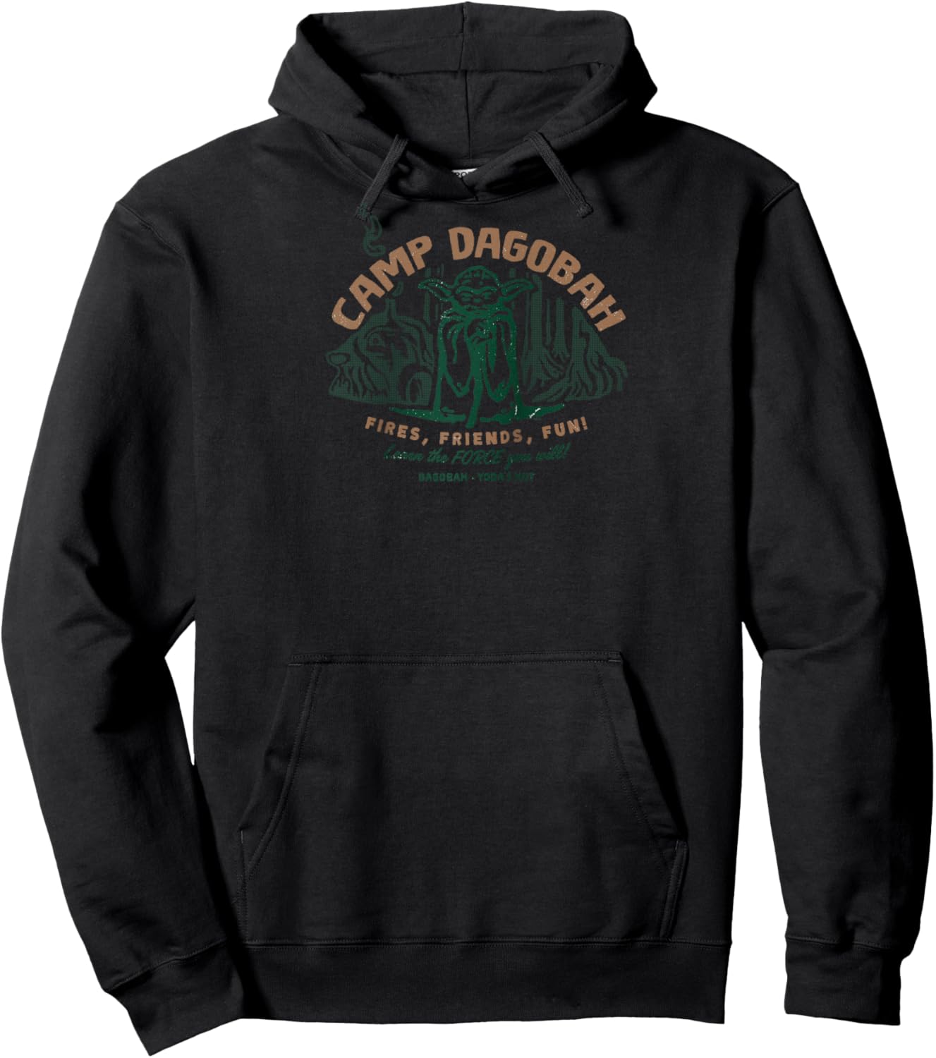 Star Wars Travel Vacation Camp Dagobah Yoda Learn the Force Raglan Baseball Hoodie - Hoodie | Black