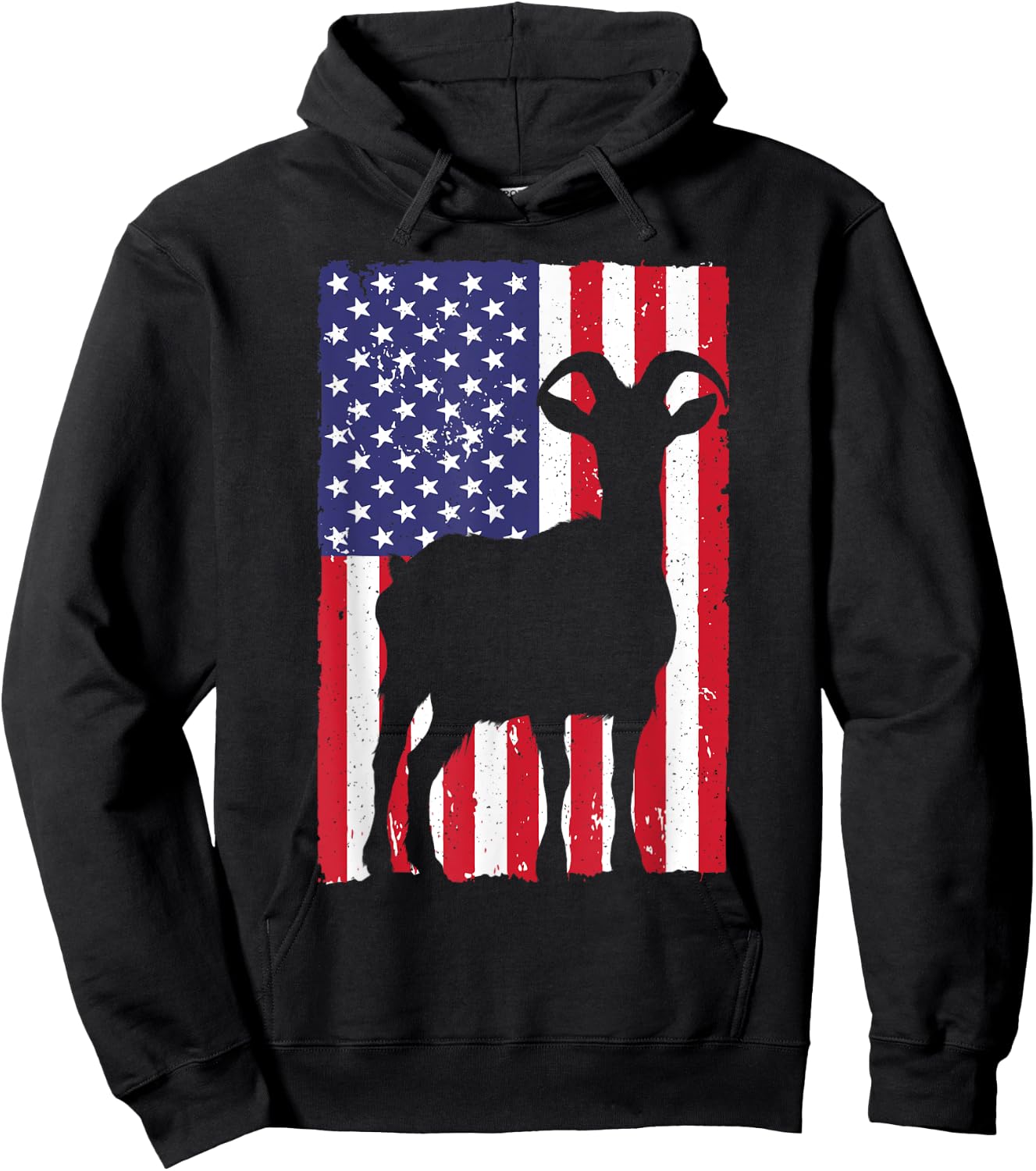 Goat Gift Goat Lover Accessories & Goat Clothes -Adult Black Small USA Flag Animal Design Hoodie - Hoodie | Black