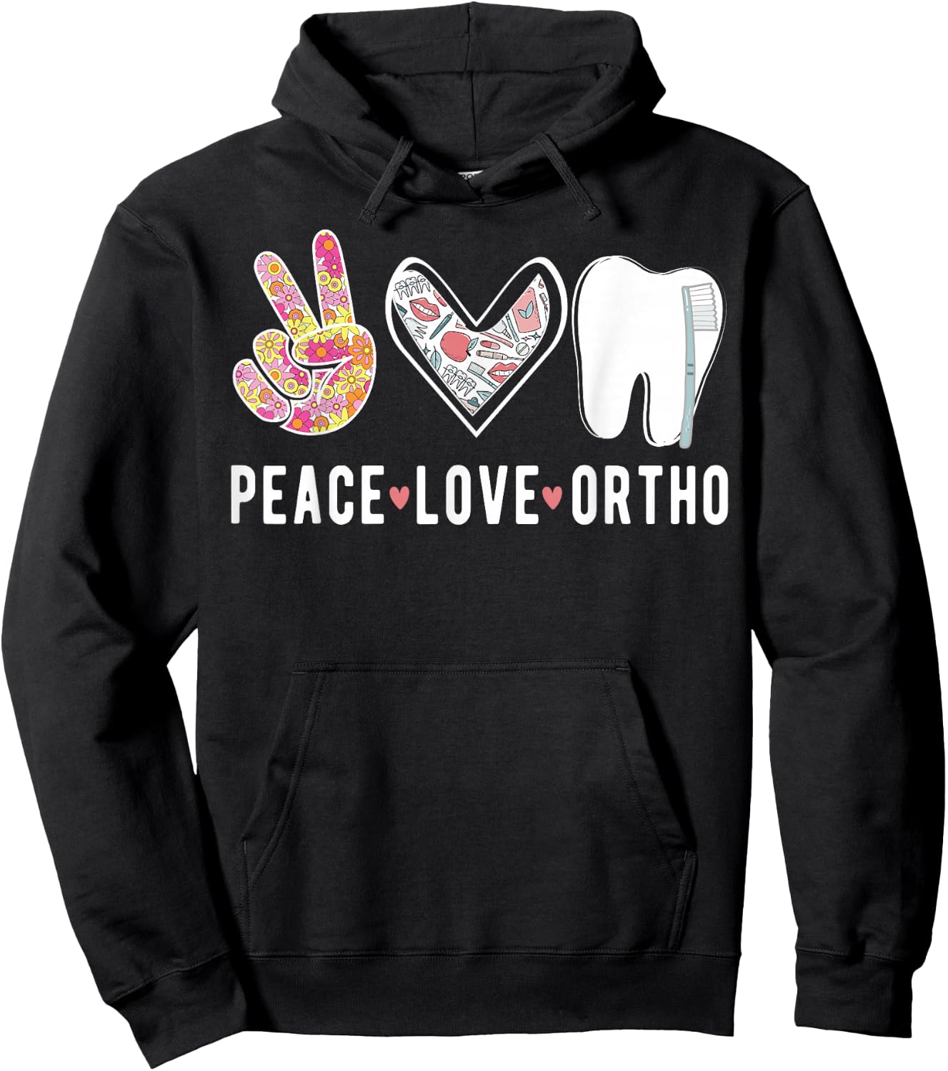 Peace Love Orthodontist Orthodontics Hoodie - Hoodie | Black