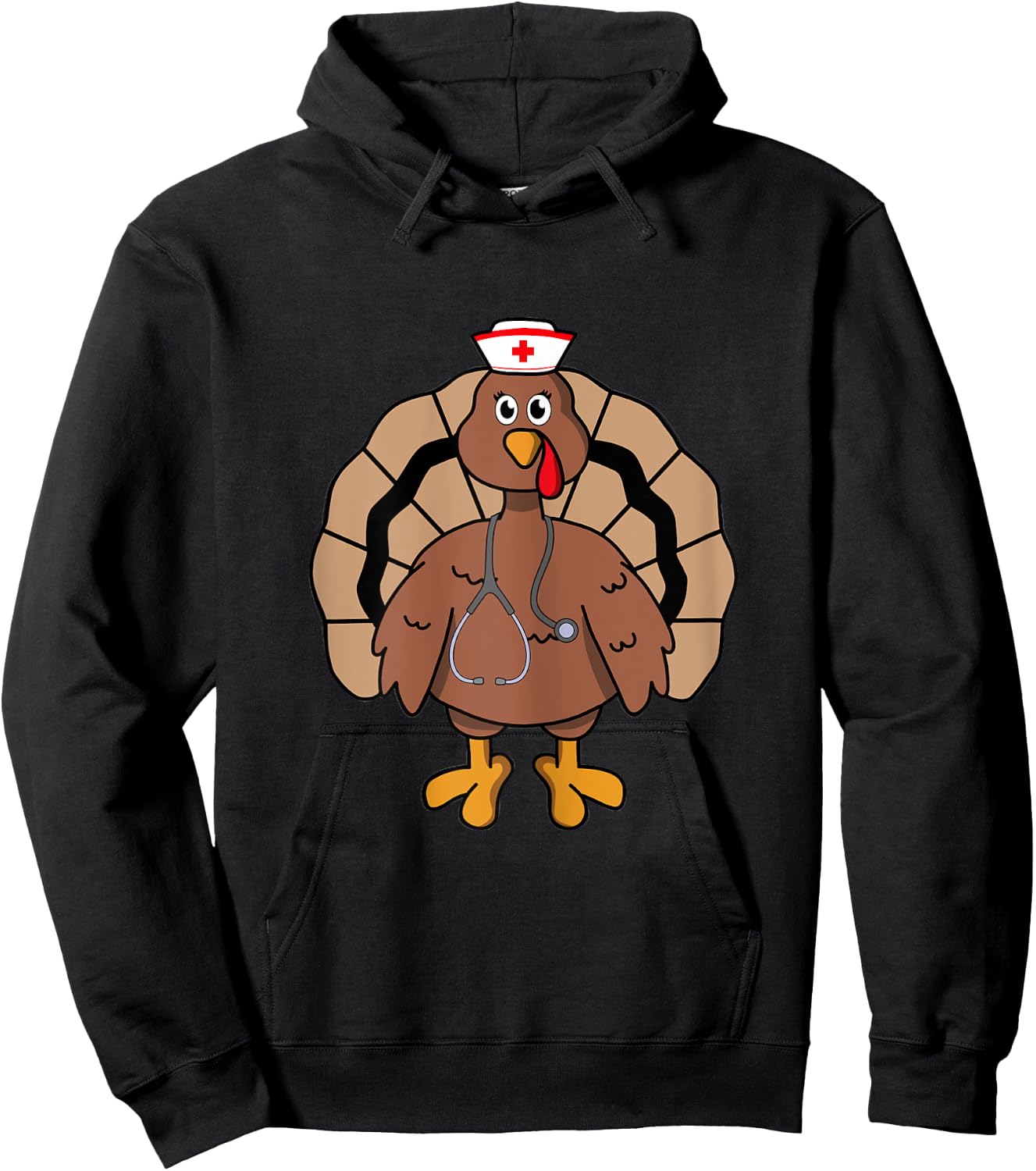 Nurse Scrub Thanksgiving Turkey Nurse Hoodie - Hoodie | Black