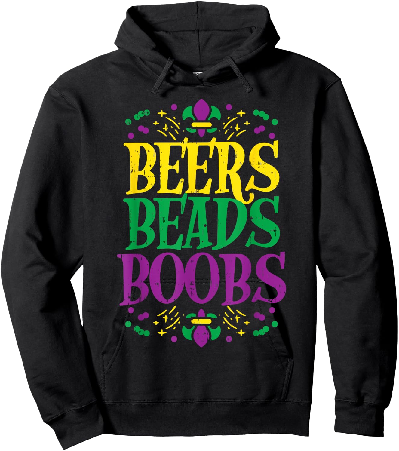 Beers Beads Boobs Funny Mardi Gras Carnival Men Boyfriend Hoodie - Hoodie | Black