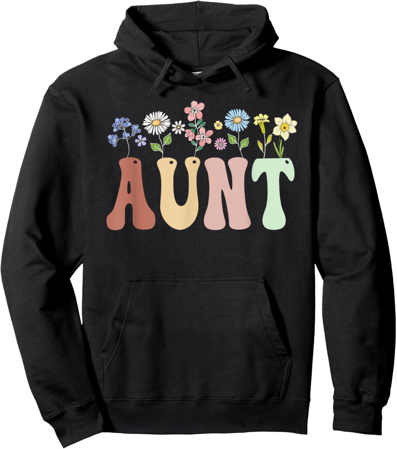 Aunt Gifts Women's Wildflower Floral Design Aunt Hoodie - Hoodie | Black
