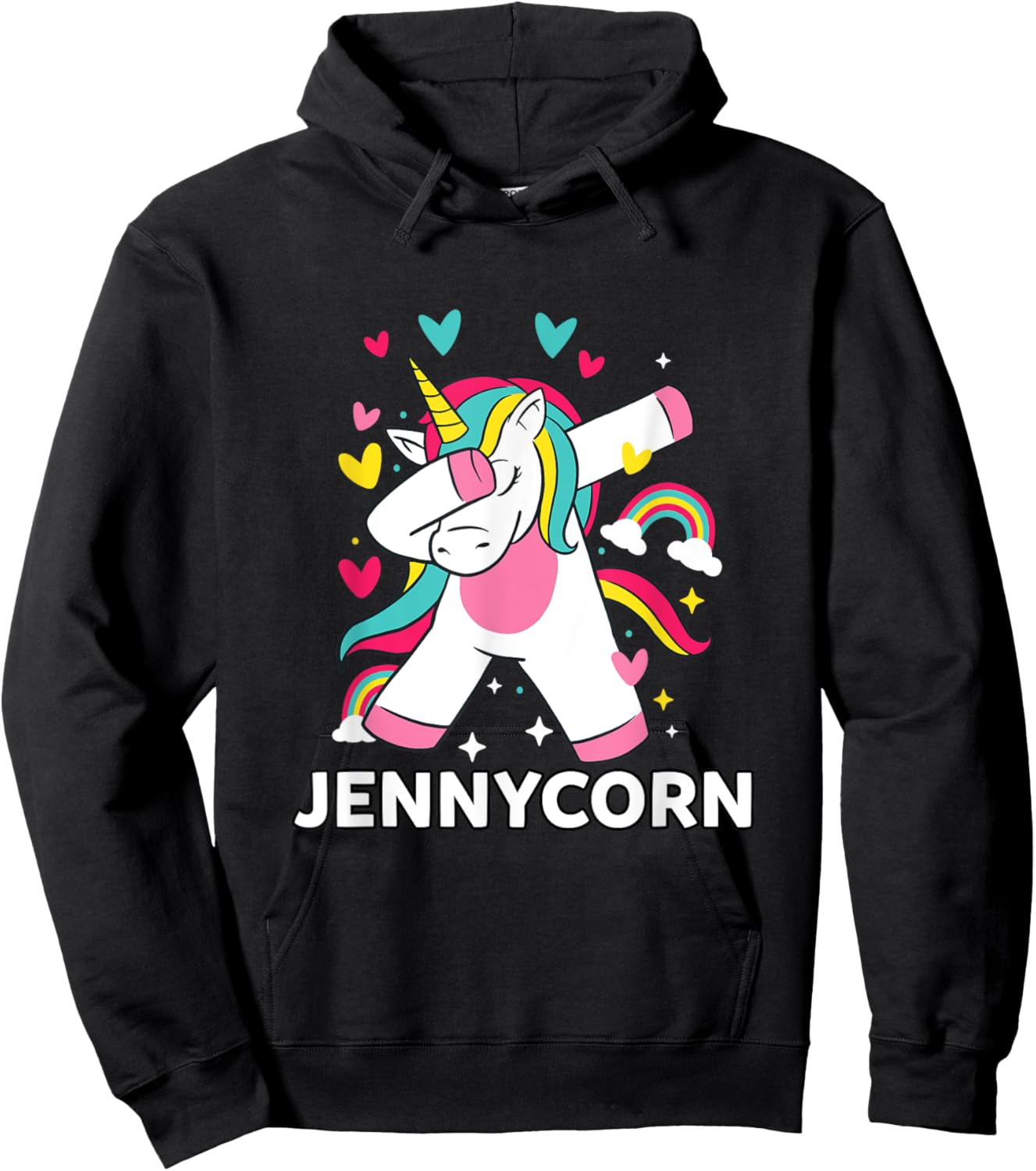 Jennycorn Personalized Name Dabbing Unicorn Jenny Hoodie - Hoodie | Black