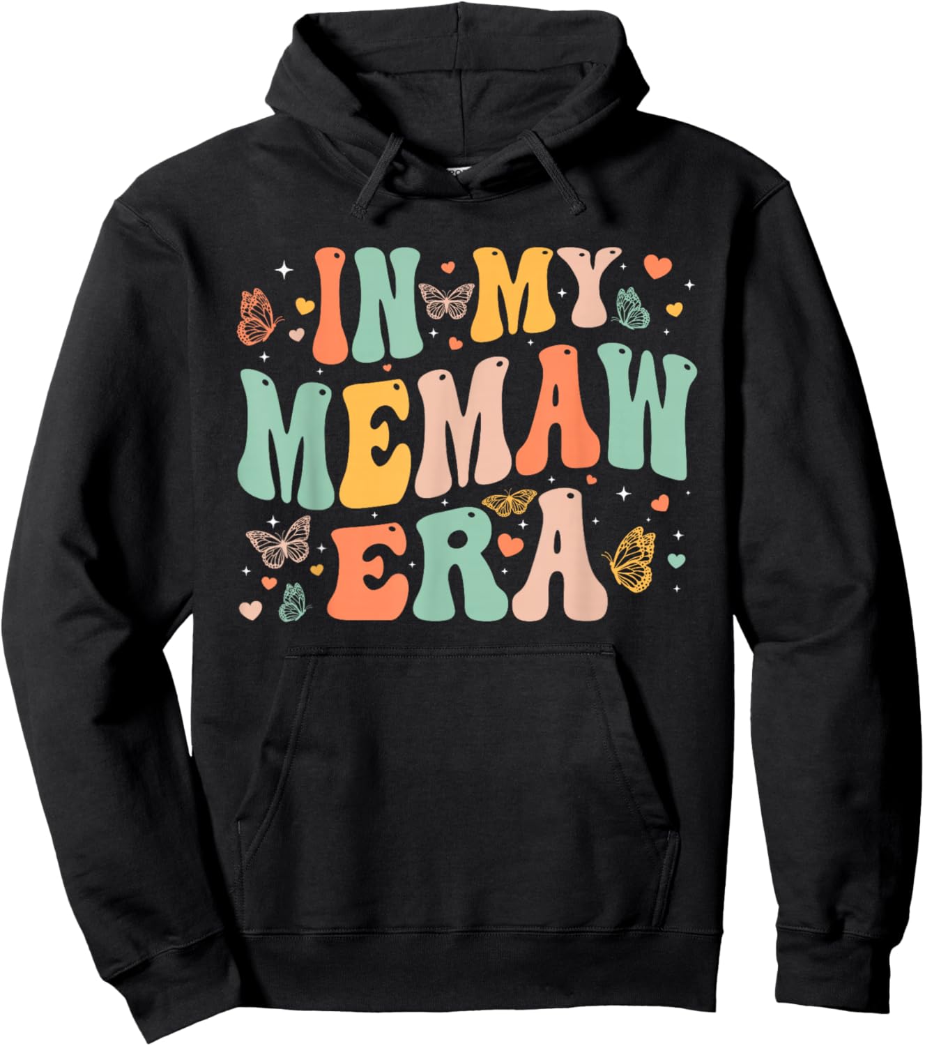 Retro Groovy In My Memaw Era Mother's Day Gifts Women Hoodie - Hoodie | Black