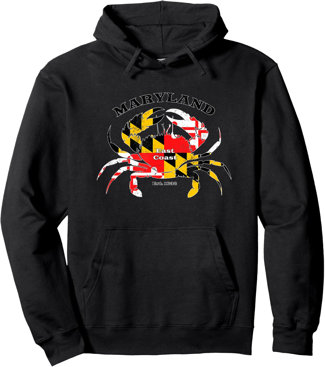 Maryland State Flag Crab Pride Annapolis Baltimore Fishing Hoodie - Hoodie | Black