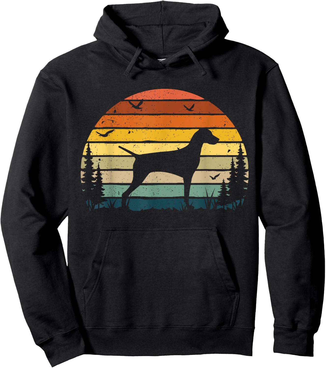 Vizsla Vintage Retro Mom Dad Dog Pet Lover Hoodie - Hoodie | Black