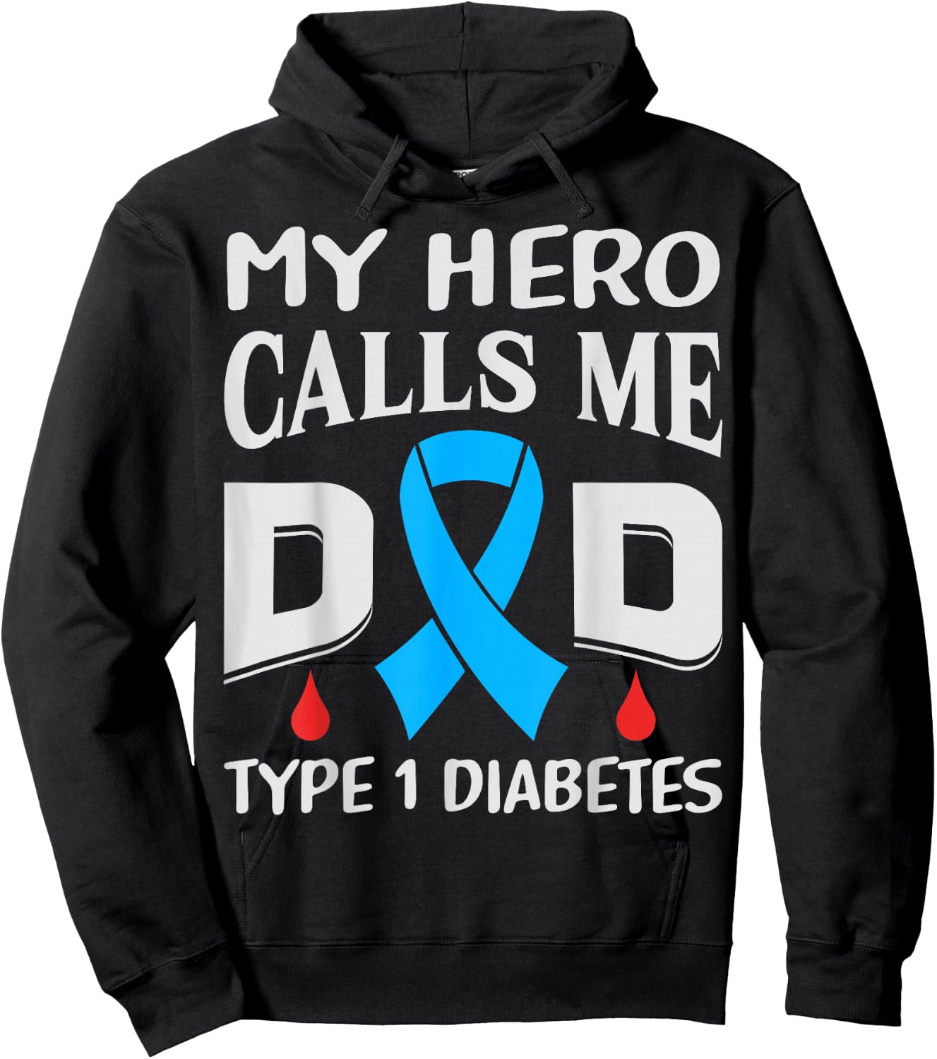 Hero Calls Me Dad Funny Diabetic Diabetes T1D Awareness Hoodie - Hoodie | Black