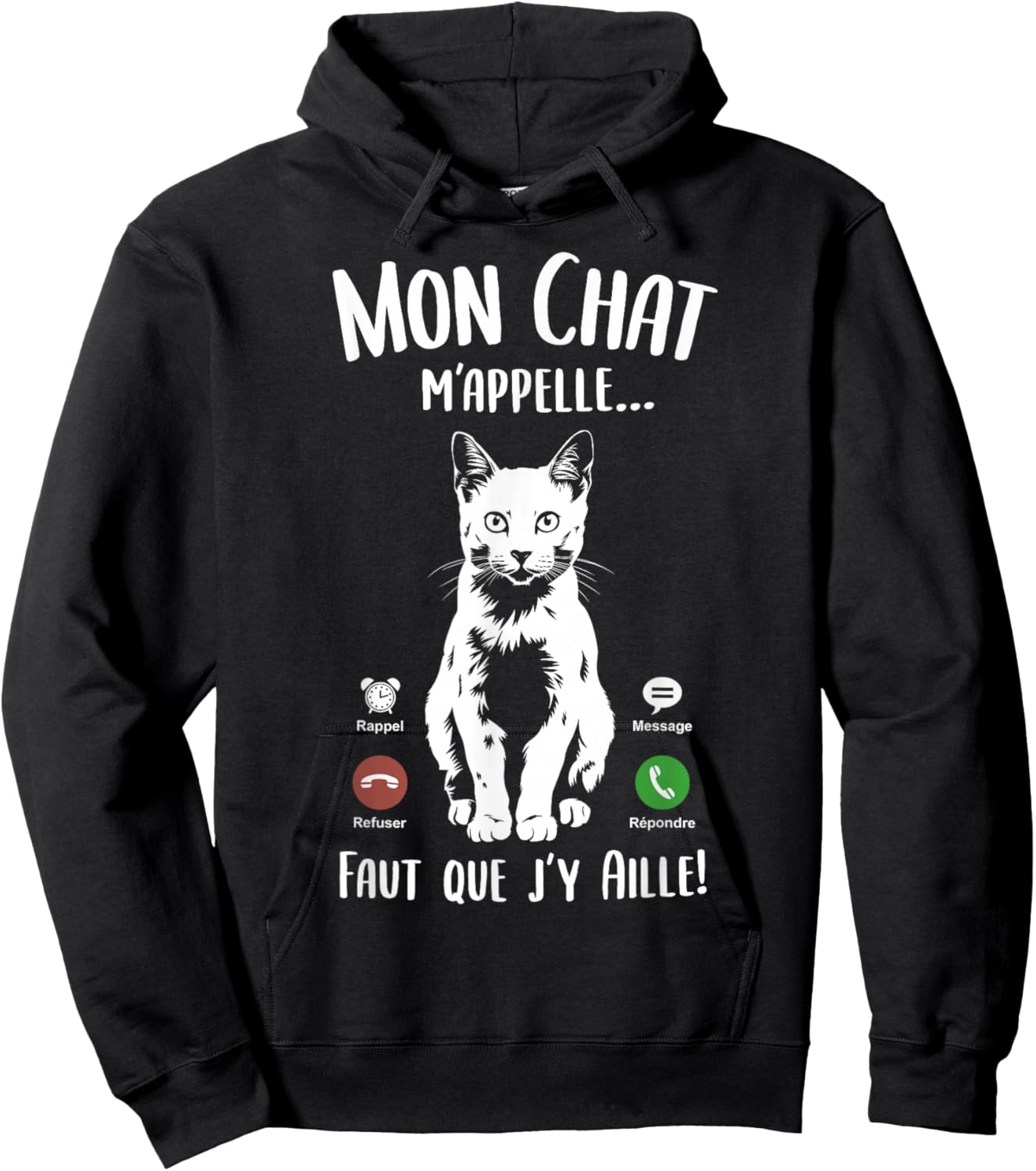 Children's Cat Funny Woman Girl Mon Chat m'appelle Hoodie - Hoodie | Black