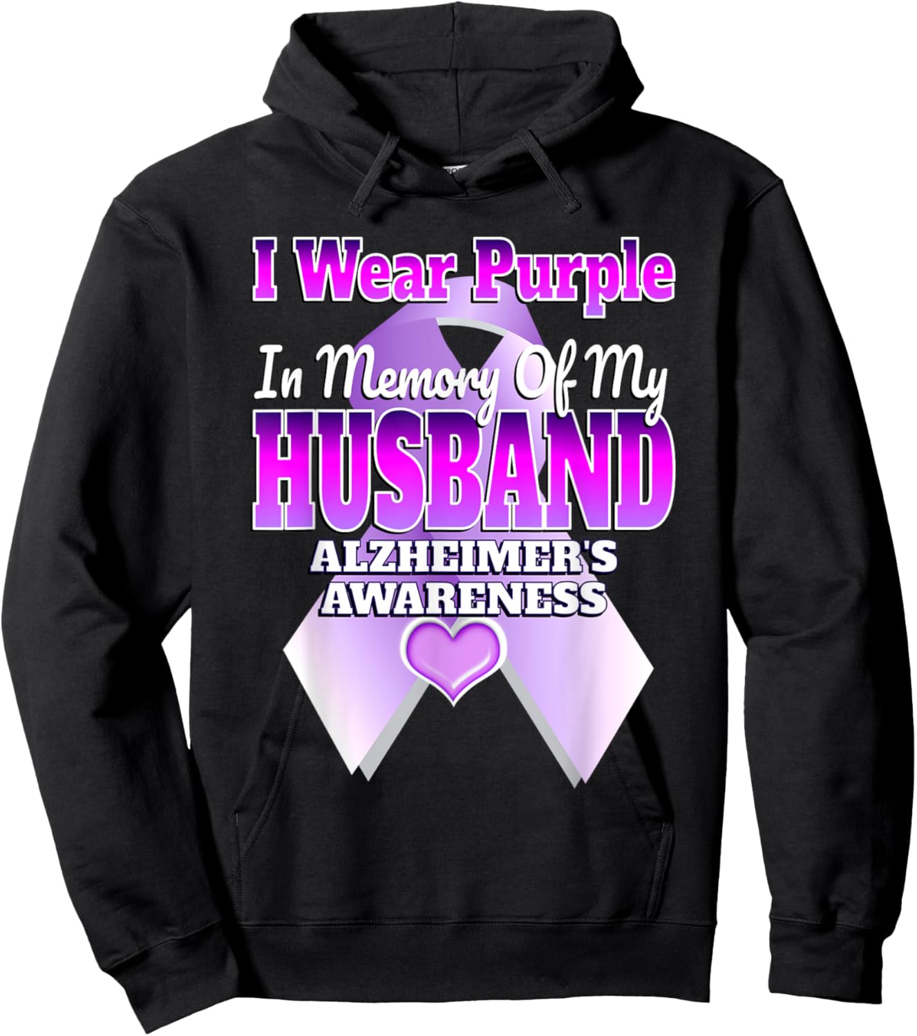 I Wear Purple In Memory Of My Husband Alzheimer's Awareness Hoodie - Hoodie | Black