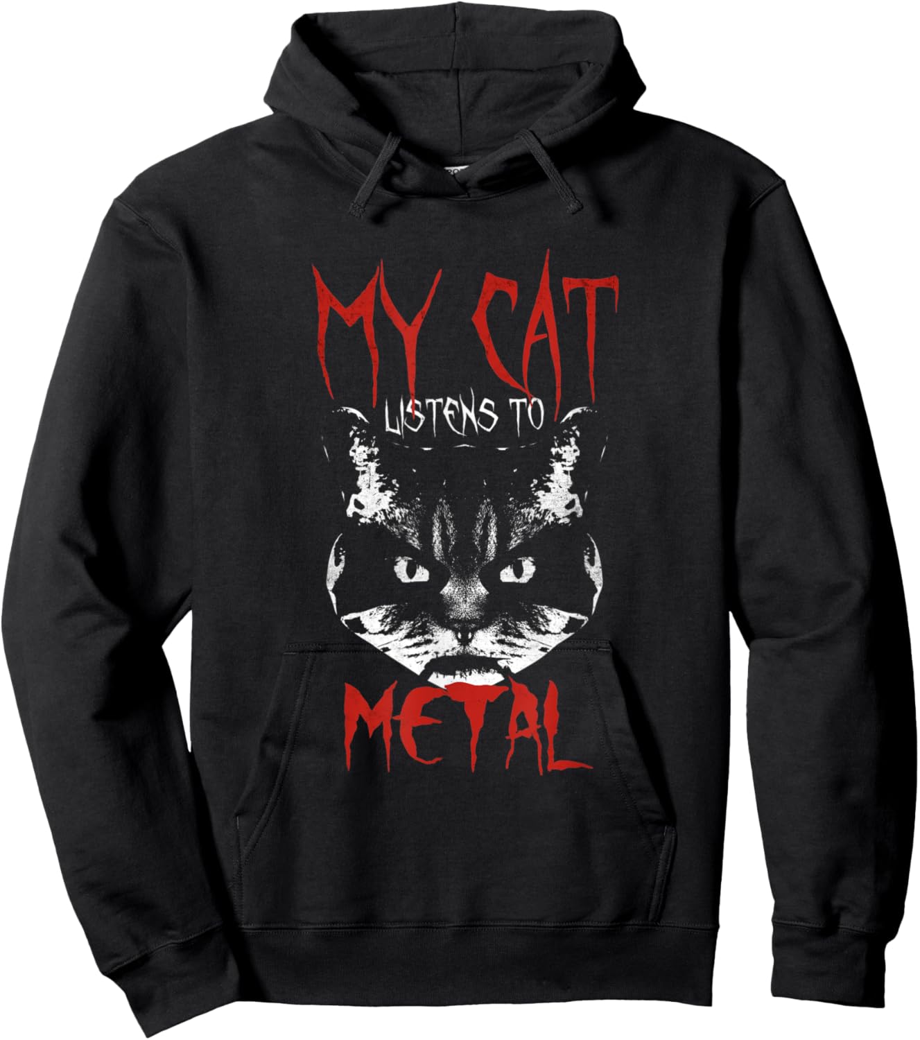 My Cat Listens to Metal Design Gothic Rock Black Metal Hoodie - Hoodie | Black