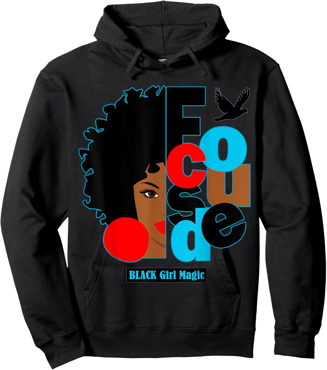 Afro Diva Lips Focused Black Bird Melanin Black Girl Magic Hoodie - Hoodie | Black