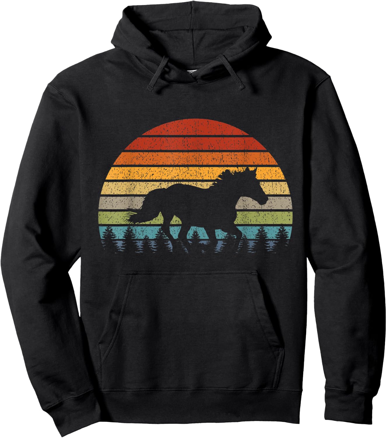 Retro Running Horse Hoodie - Hoodie | Black