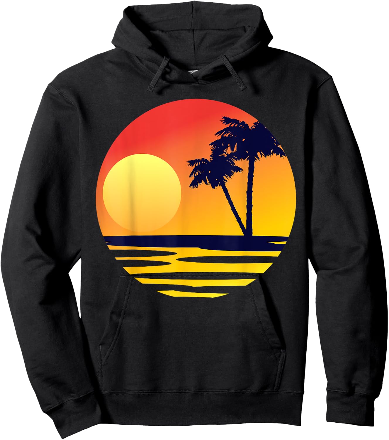 Sunset Beach Silhouette Tropical Palm Tree Sunny Lover Gift Hoodie - Hoodie | Black