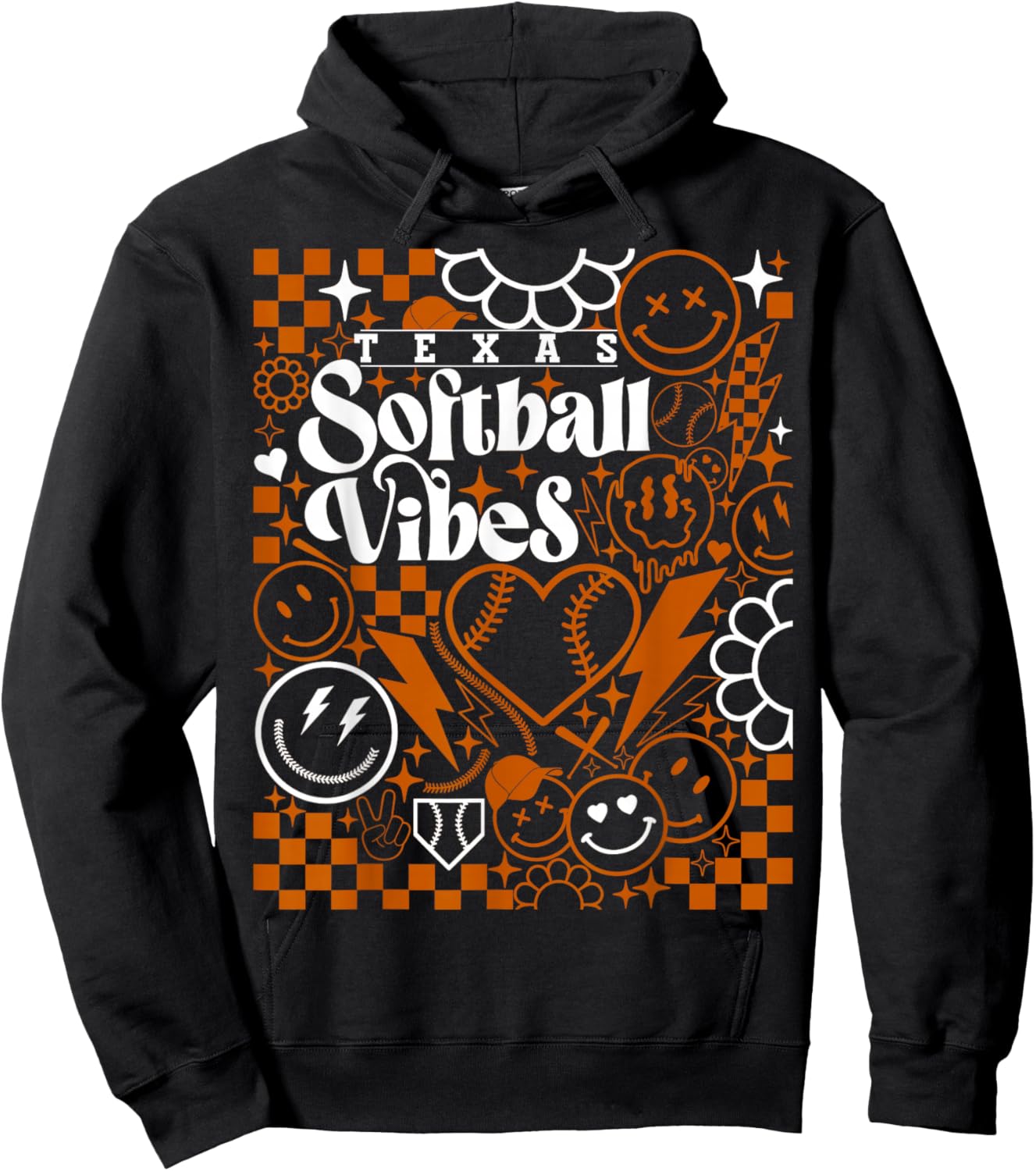 Texas Softball Vintage Kids Team Retro Softball Fan Hoodie - Hoodie | Black