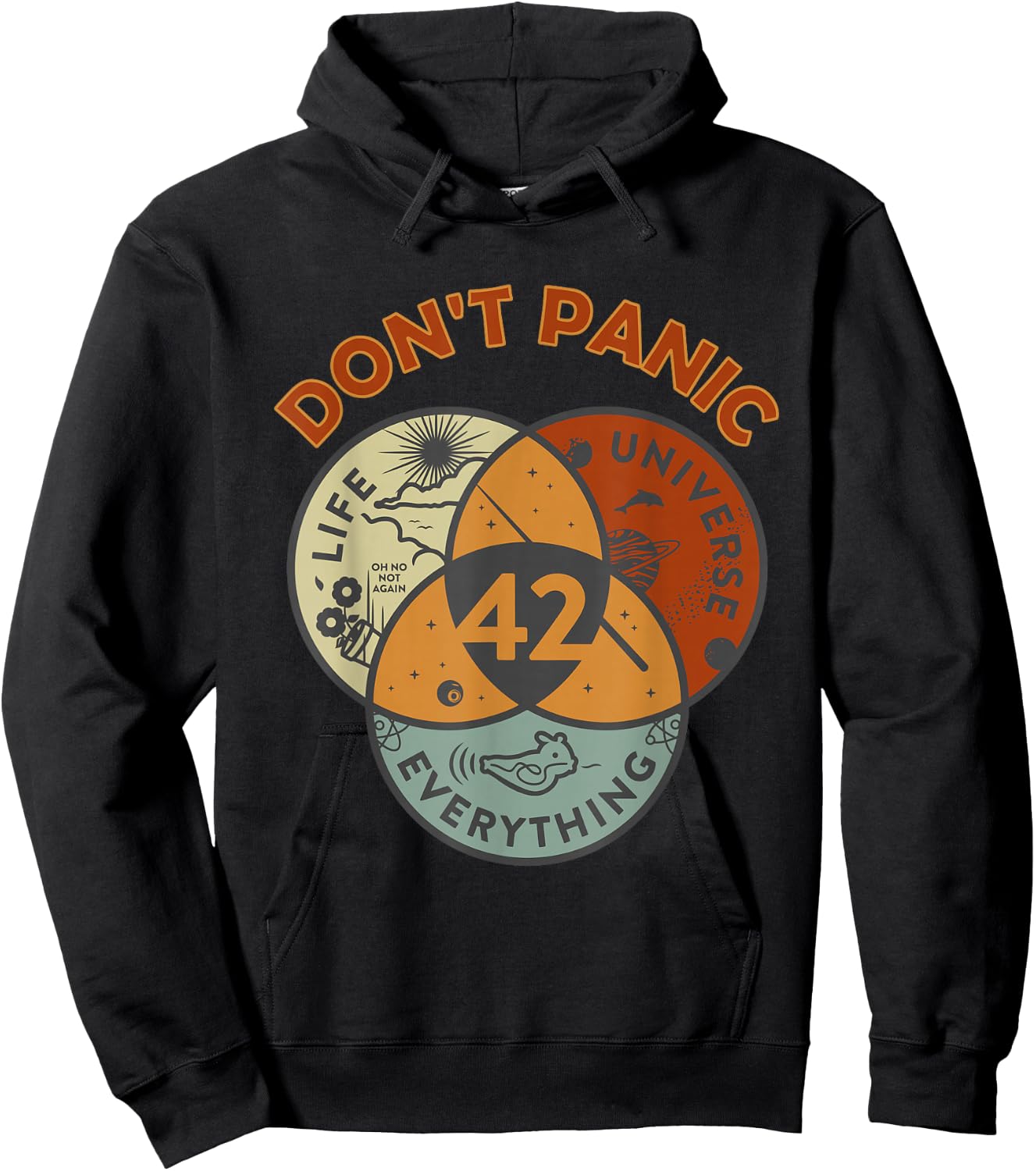 42 Answer to Life The Universe And Everything Don't Panic Hoodie - Hoodie | Black