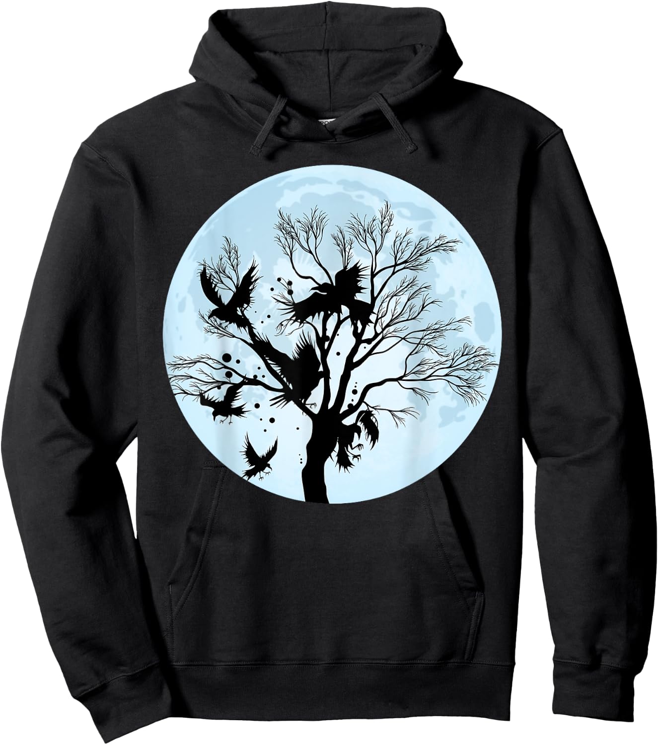 Moonlight Night Black Crow Forest Animal Bird Raven Hoodie - Hoodie | Black