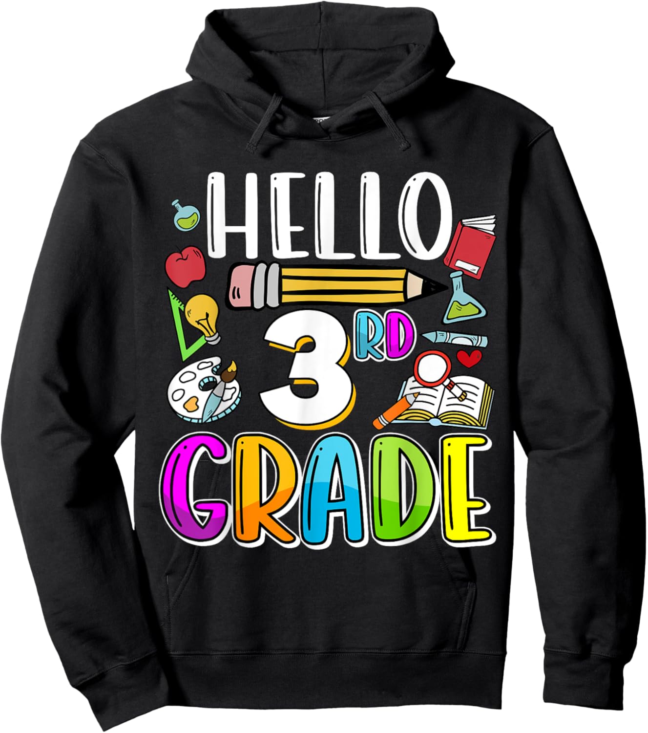 Hello 3rd Grade Back To School Teacher Student Kids Hoodie - Hoodie | Black