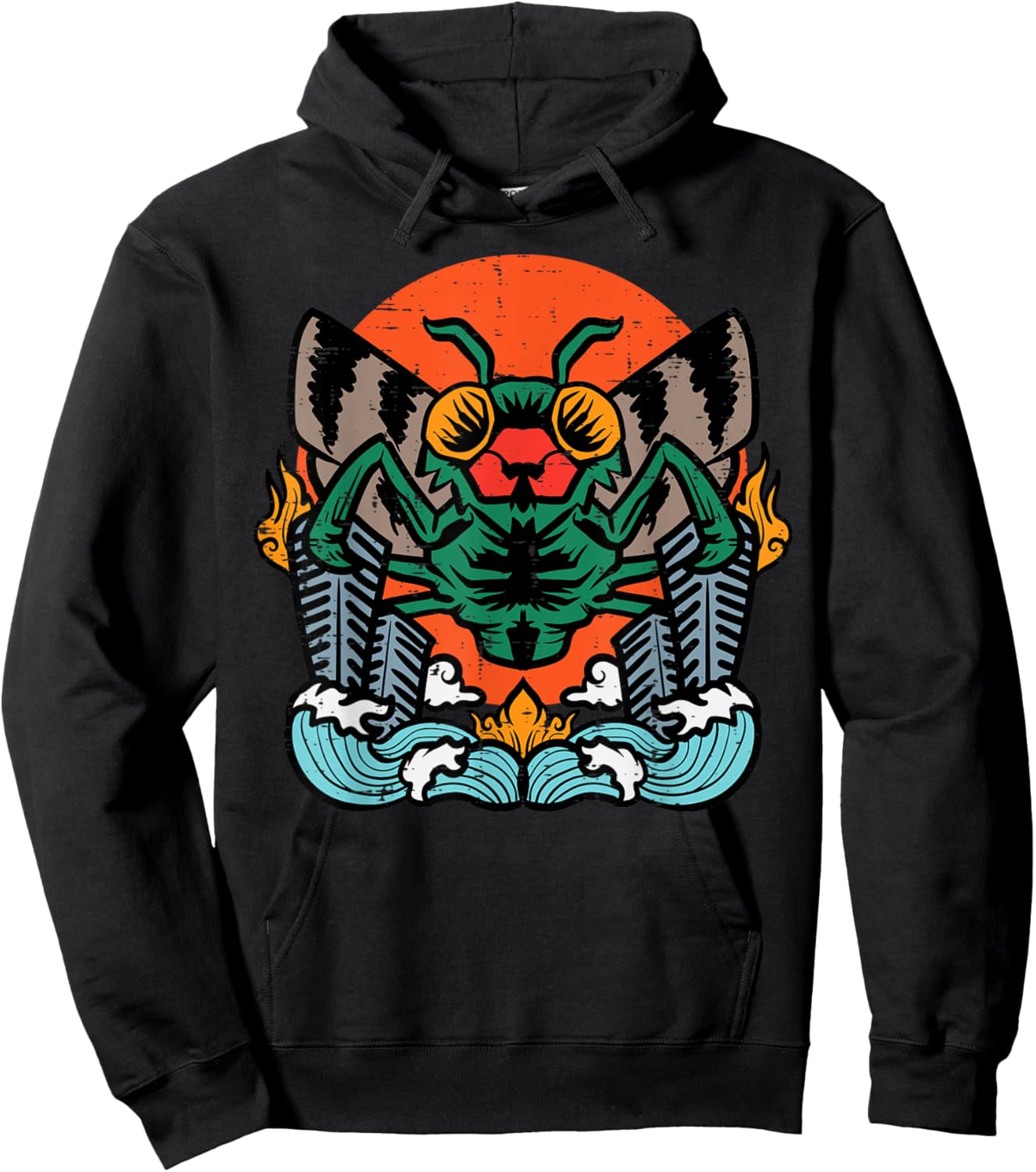 Giant Moth Monster Sunset Vintage Japanese Men Women Kids Hoodie - Hoodie | Black