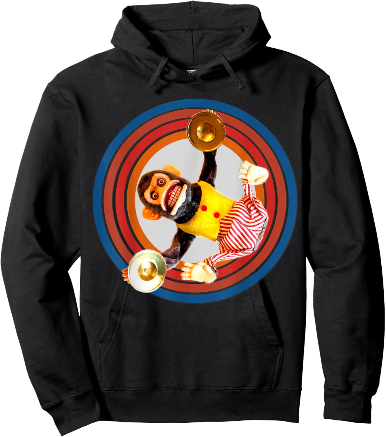 Cymbal Chimp Toy, Jolly Monkey With Cymbals Vintage Retro Hoodie - Hoodie | Black