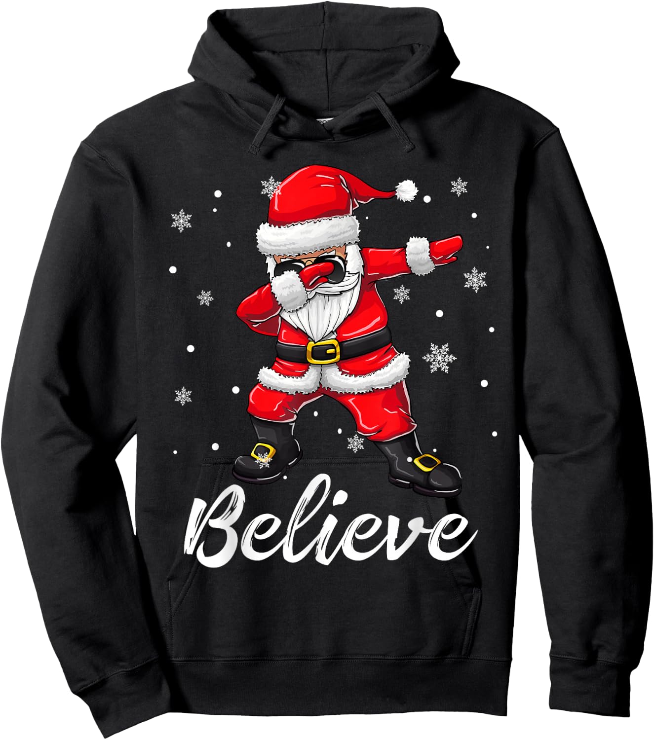 Believe Christmas Shirt Dabbing Santa Claus Kids Boys Girls Hoodie - Hoodie | Black