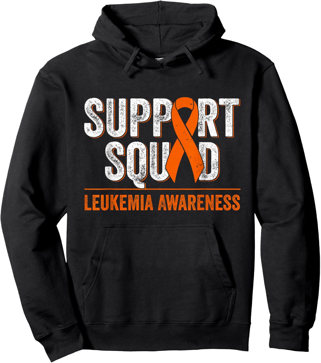 Support Squad Orange Ribbon Leukemia Blood Cancer Awareness Hoodie - Hoodie | Black