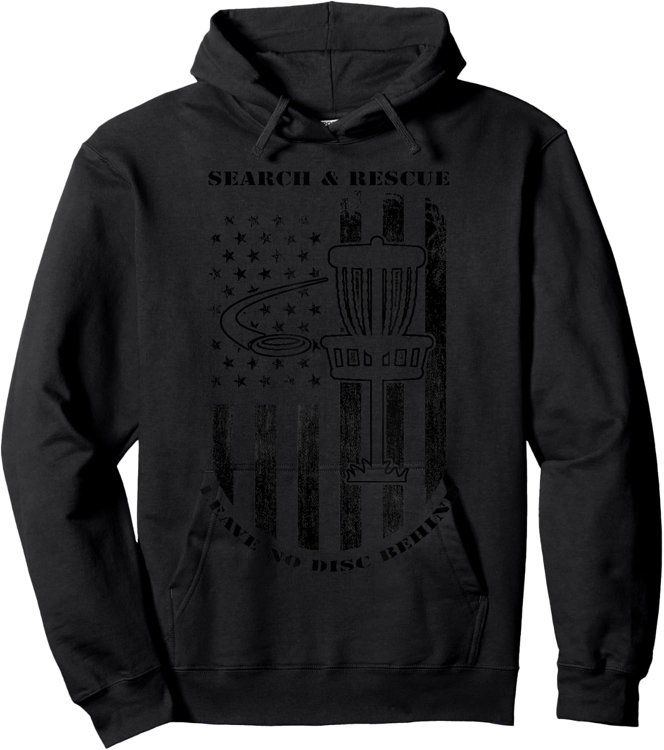 Disc Golf Search & Rescue Leave No Disc Behind Black Hoodie - Hoodie | Black