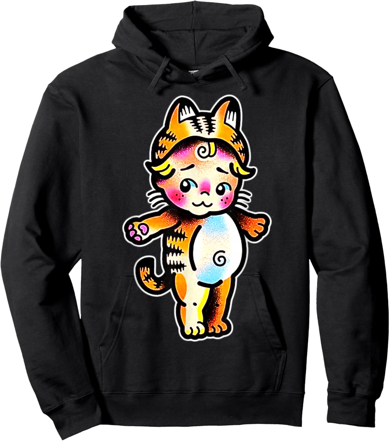 Kewpie Baby Tiger Cat Hoodie - Hoodie | Black