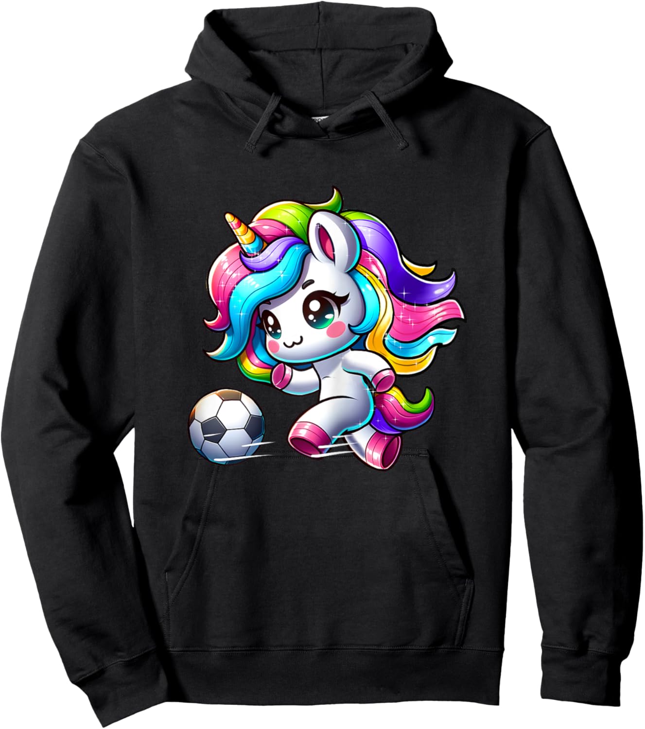 Soccer Player Unicorn Girls Hoodie - Hoodie | Black