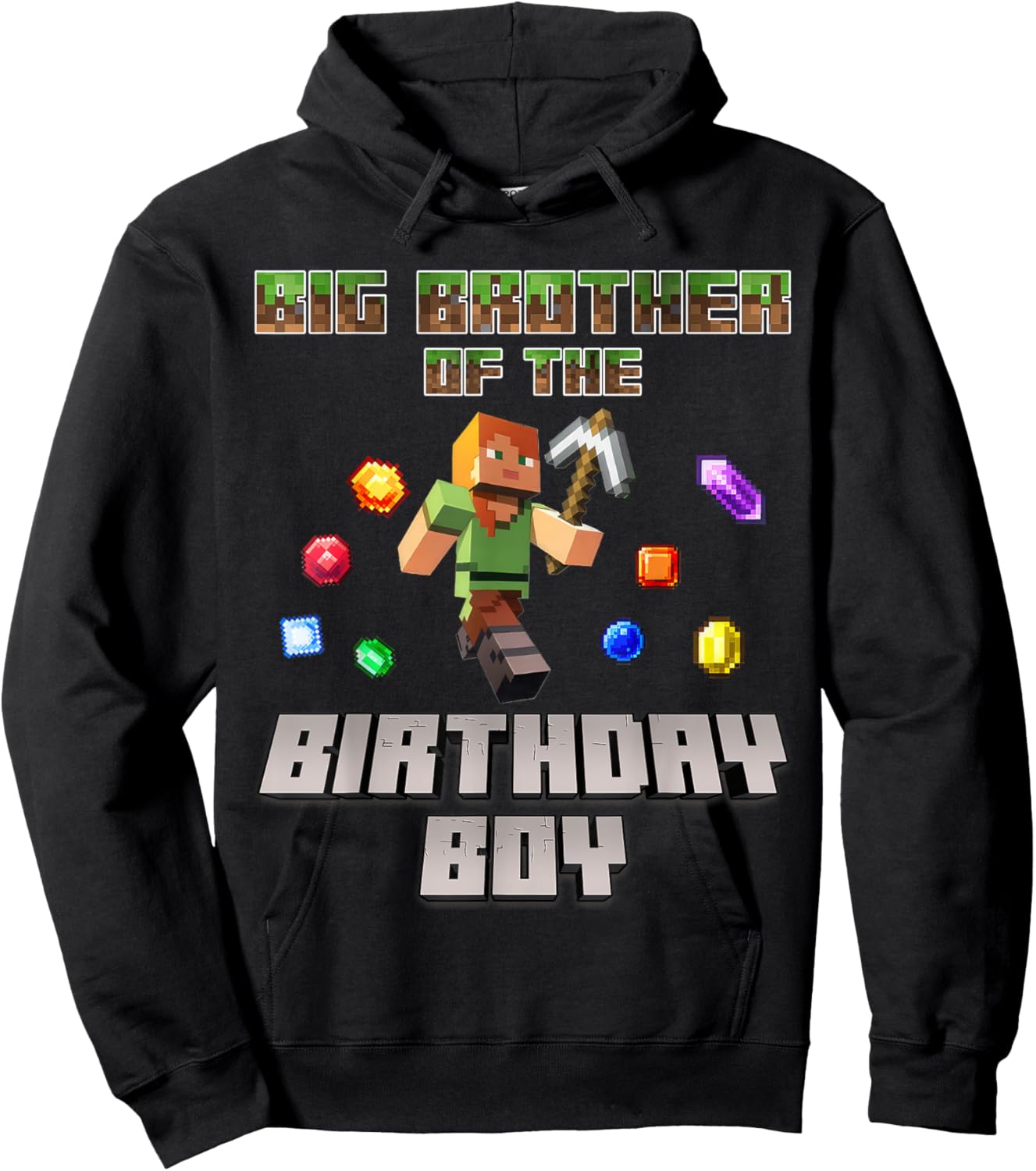 Big Brother Of The Birthday Boy Video Gamer Pixel Number Hoodie - Hoodie | Black