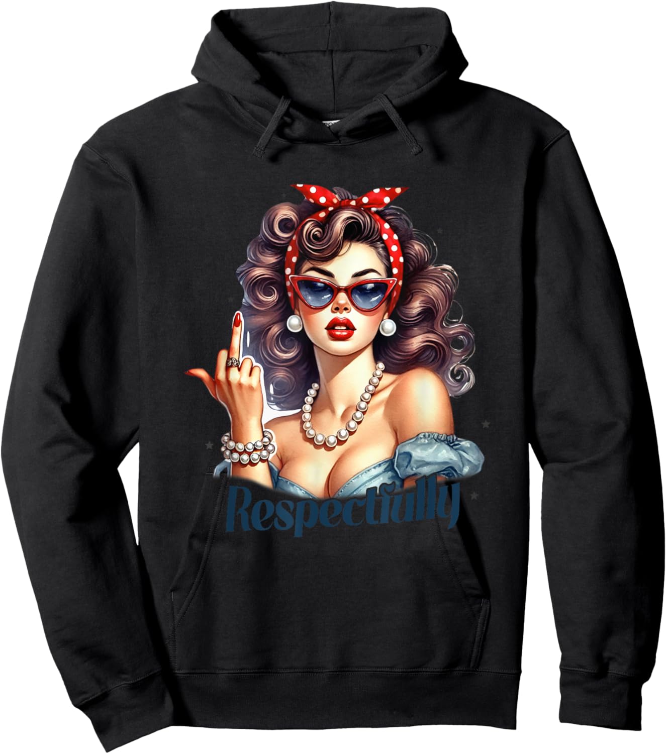 Respectfully Vintage Empowerment Style Pinup Hoodie - Hoodie | Black