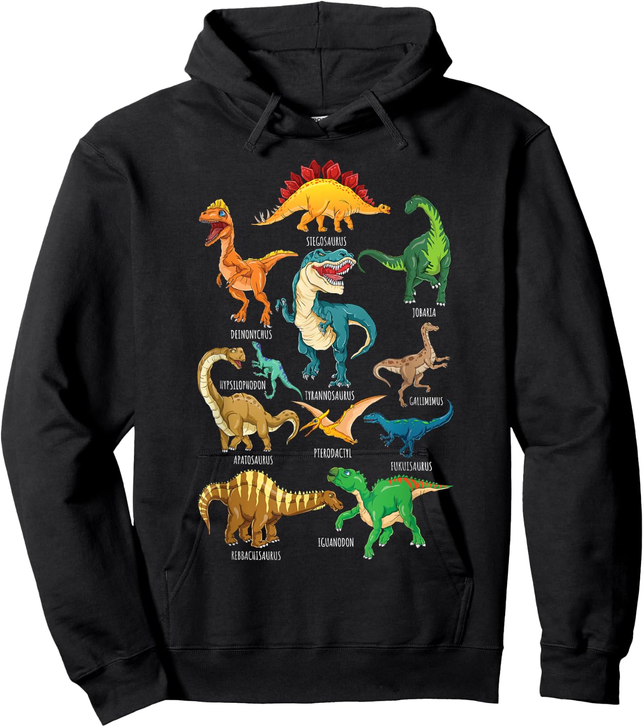 Types Of Dinosaurs Graphics Dino Identification Hoodie - Hoodie | Black