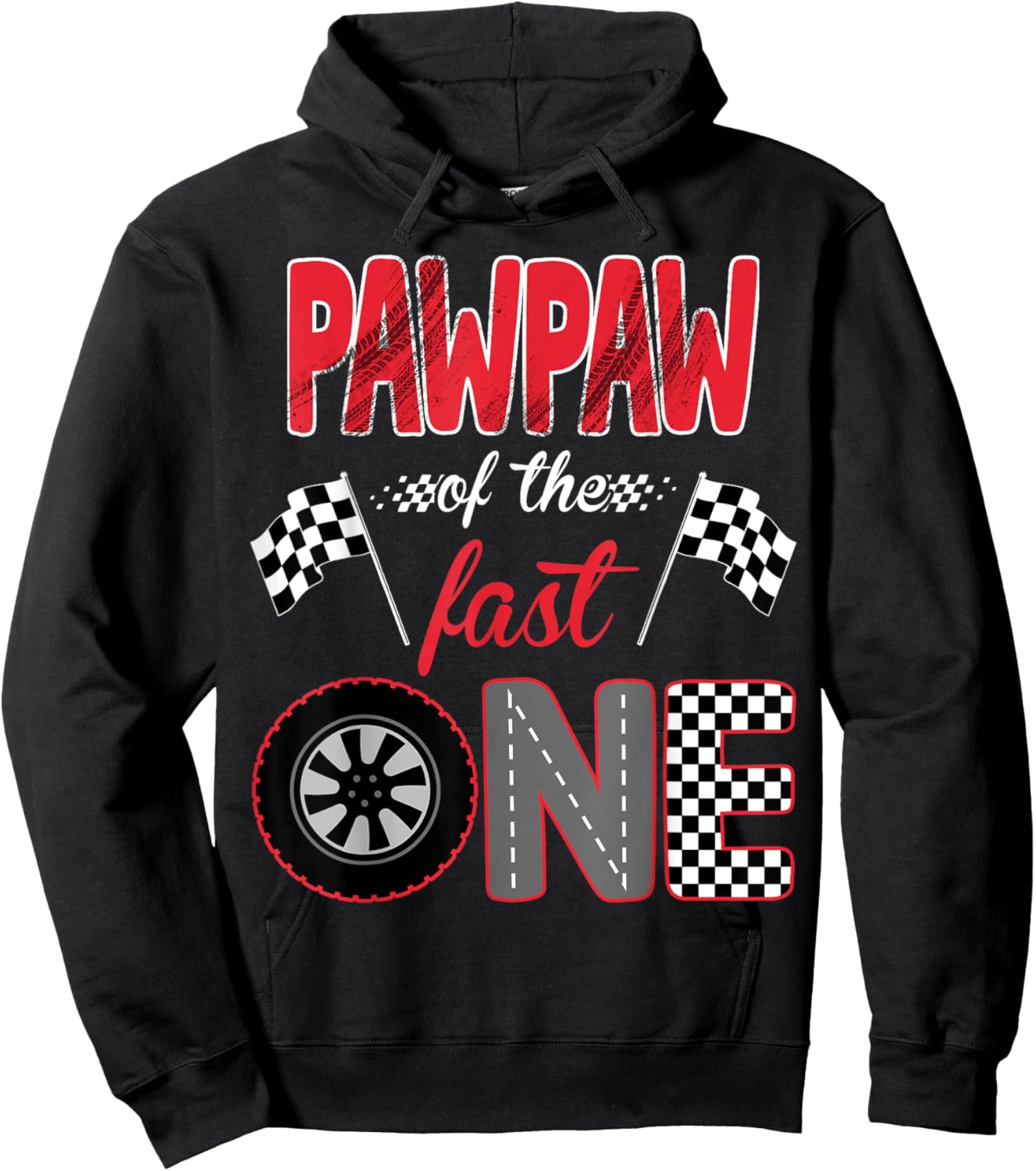 Pawpaw Of The Fast One Birthday 1st Race Car Family Hoodie - Hoodie | Black