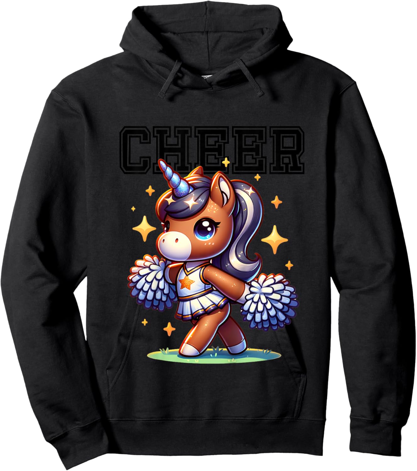 Kids Unicorn Cheer Hoodie - Hoodie | Black