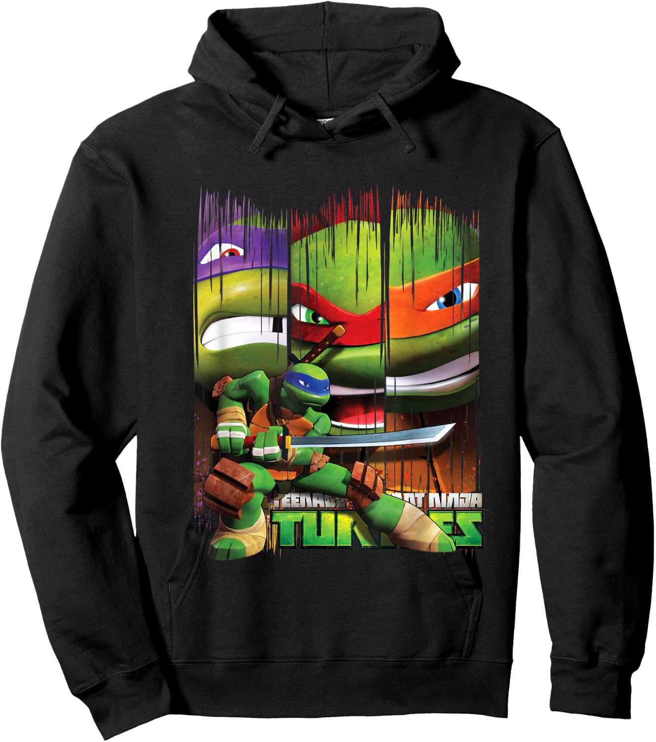 TMNT Leonardo In Front group Shot Hoodie - Hoodie | Black