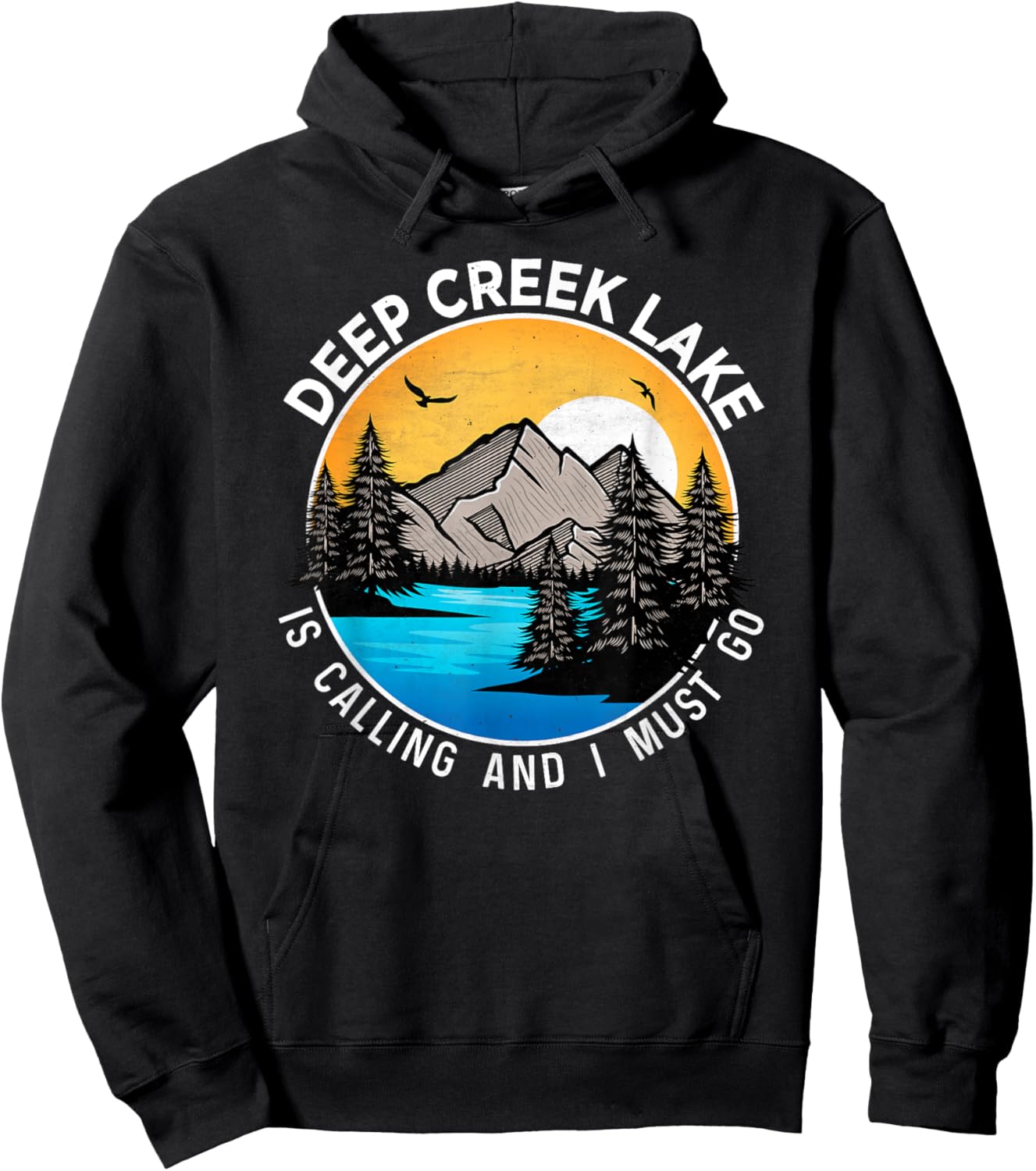 Fishing Boating Camping - Lakeview Deep Creek Lake Hoodie - Hoodie | Black