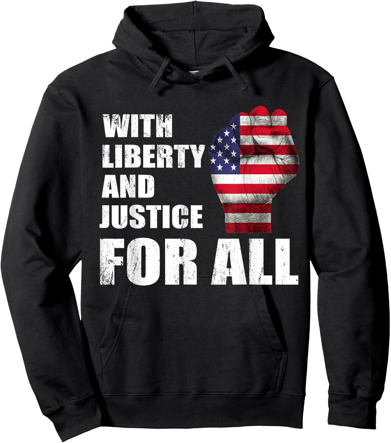 With Liberty And Justice For All USA fist flag Hoodie - Hoodie | Black