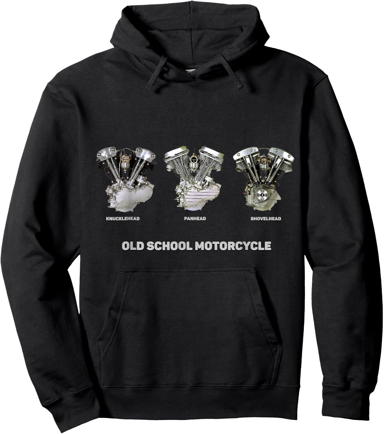 Shovelhead Knucklehead Panhead Vtwin Old School Motorcycle Hoodie - Hoodie | Black