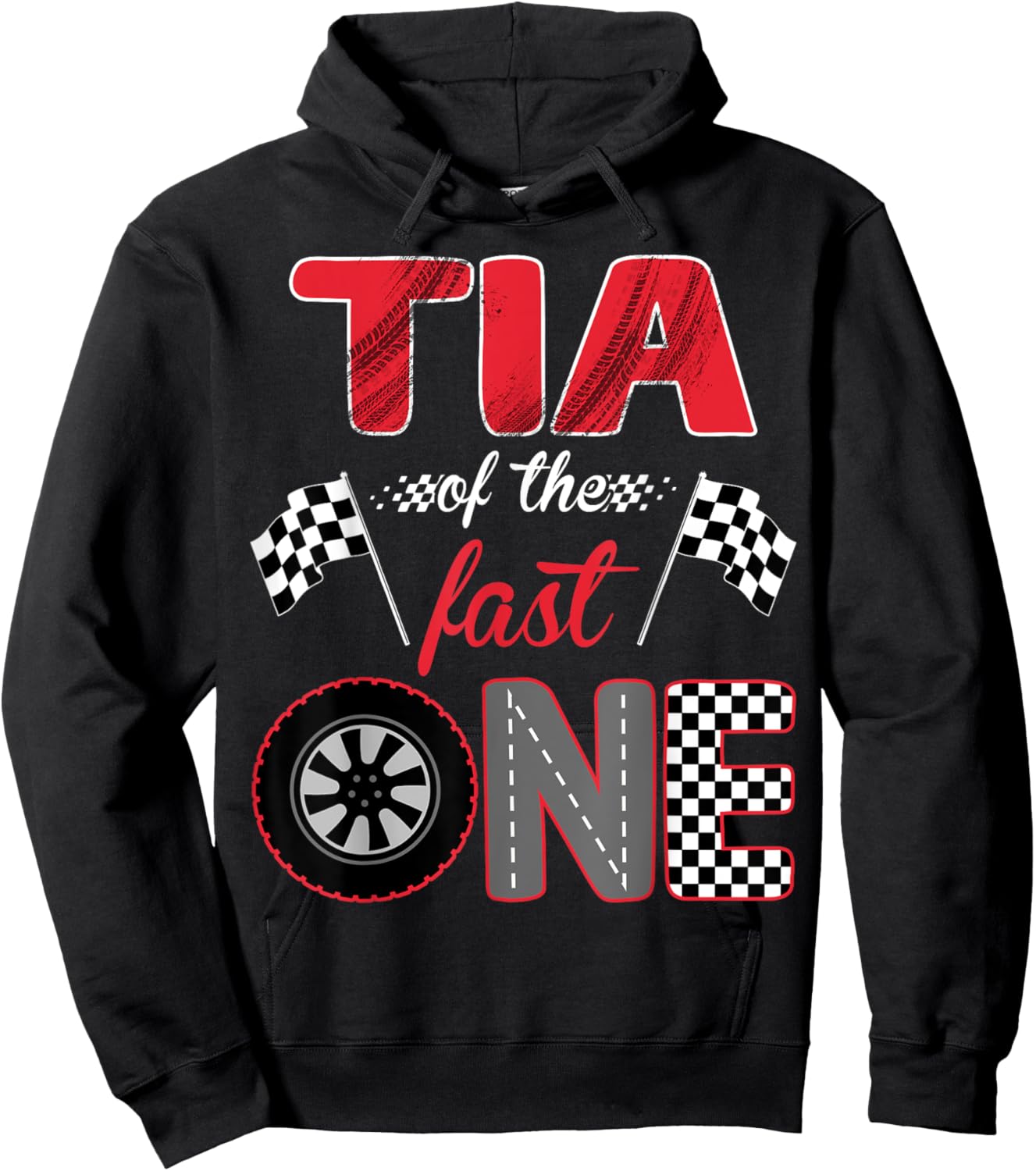 Tia Of The Fast One Birthday 1st Race Car Family Hoodie - Hoodie | Black