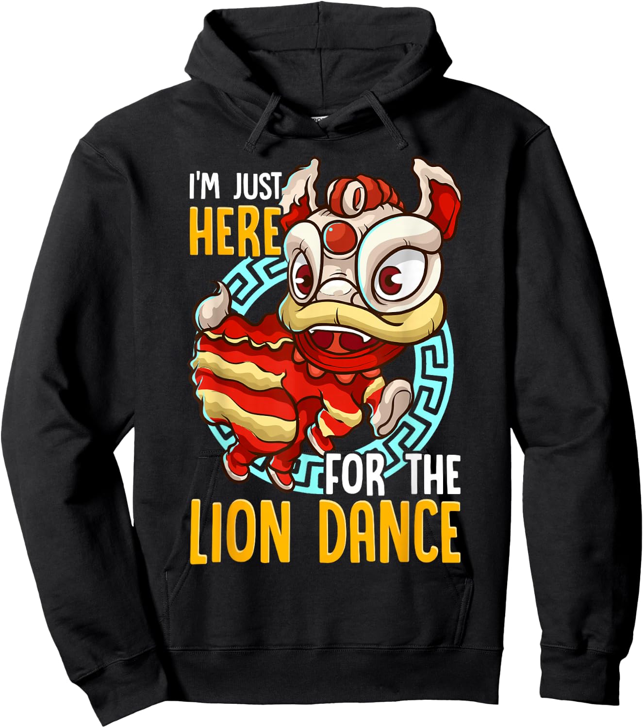 Chinese New Year 2025 Lion Dance Boy Girl Kids Red Orange Hoodie - Hoodie | Black