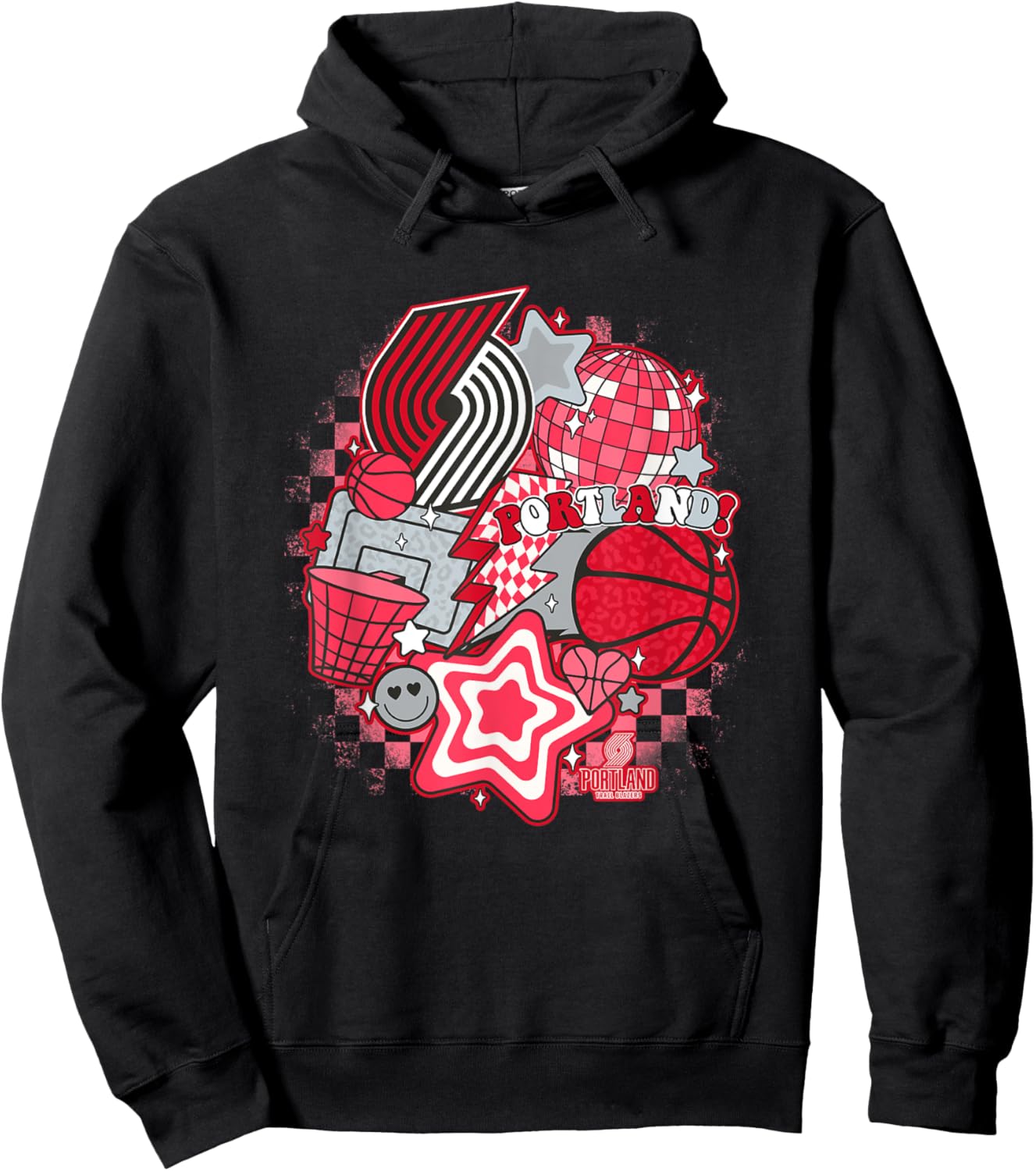 NBA Portland Trail Blazers Psychedelic Basketball Collage Hoodie - Hoodie | Black