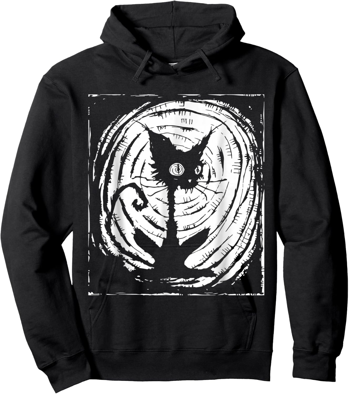 Black Cat Lazy Halloween Costume Scary Creepy Hoodie - Hoodie | Black